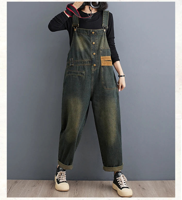 Retro Streetwear Jeans Ladies Jumpsuits and Rompers Vintage