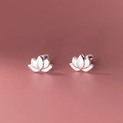 Stud Sterling Silver Hollow Lotus Flower Silver Earrings