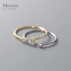 Simple Thin Clear CZ Finger Rings Adjustable Ring