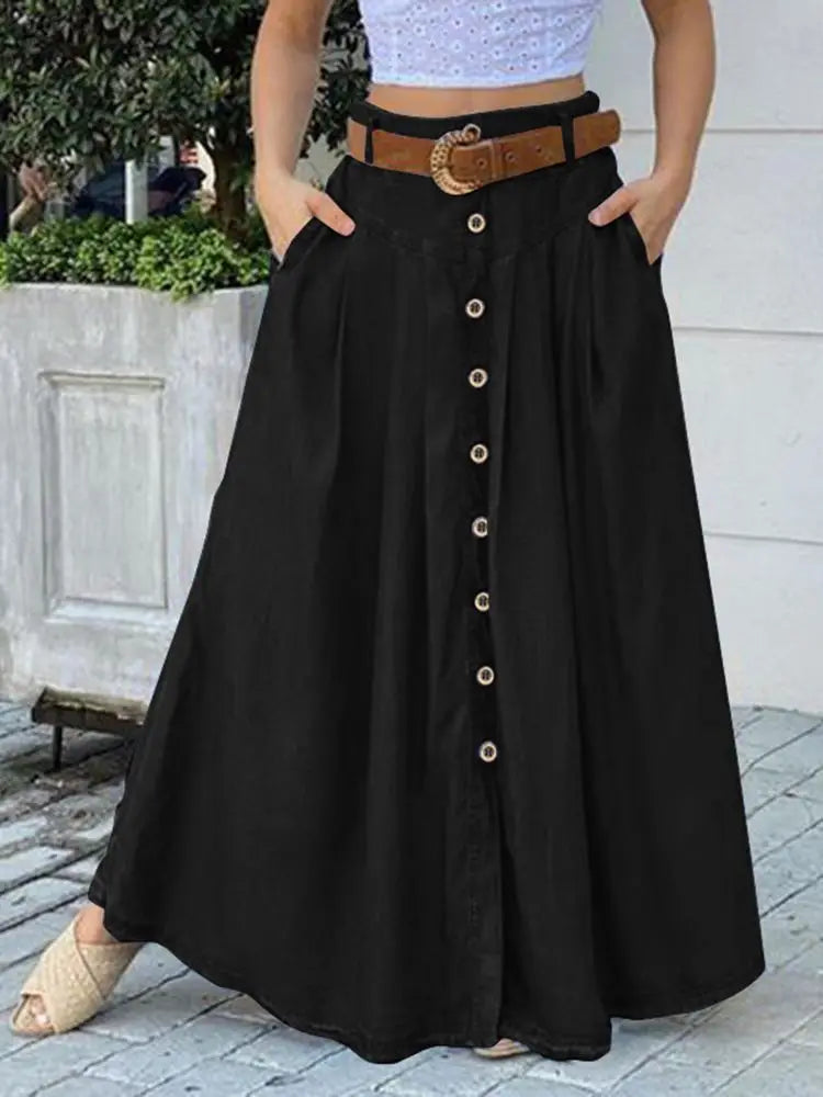 Vintage Maxi Skirts Spring Elastic Waist Bohemian Long Skirt Fashion