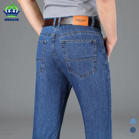 Jeans Men Brand Denim Business Loose Straight Long Trousers