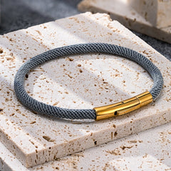 Plated Stainless Steel Snap Clasp Rope Bracelet Minimalist