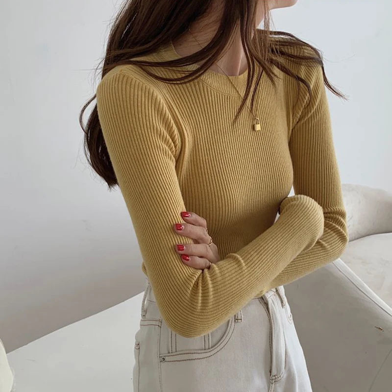 Pullover Basic Slim Fit O-Neck Knitted Sweaters