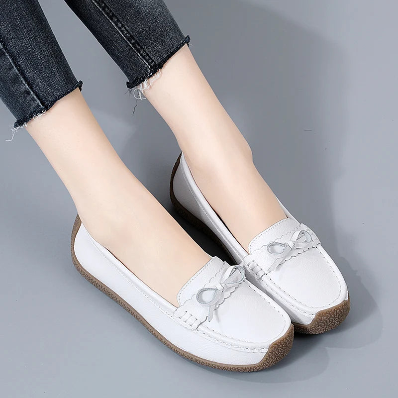 Casual sneakers women shoes genuine leather comfortable slip-on flats