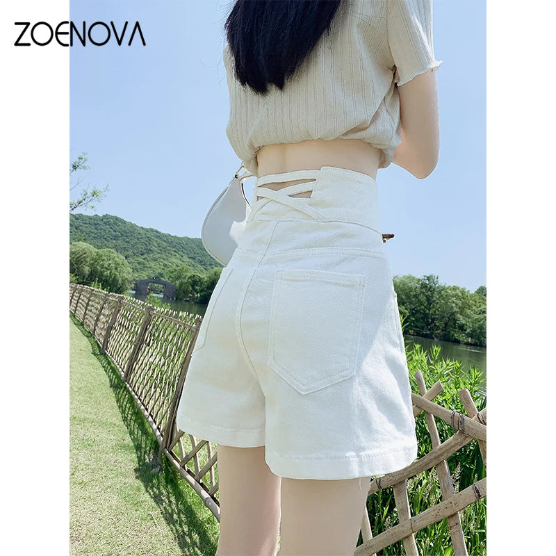 Denim Shorts Summer Thin Retro Y2K High Waist Loose A-Line Jeans