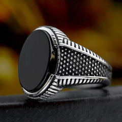 Fashion Stainless Steel Men's Stone Ring Turkish Style