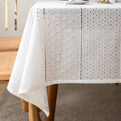 French embroidery white Cotton Tablecloth