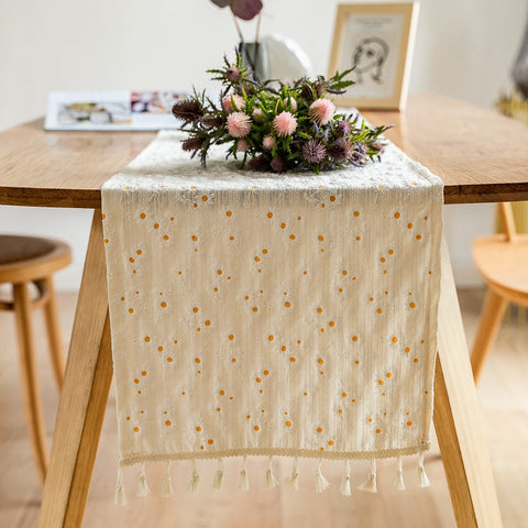 Daisy Tassel Table Runner Kitchen Dining Table Covering Cloth