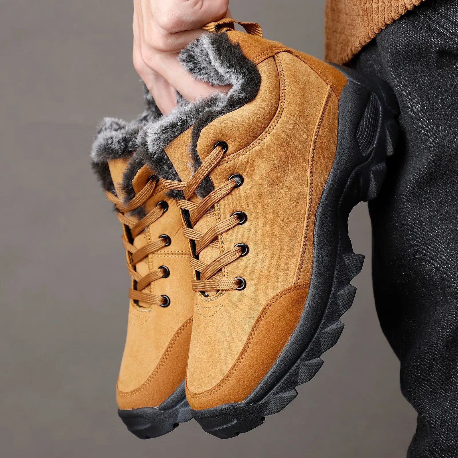 Men Snow Boots Outdoor Shoes For Male Thick Sole Sneakers