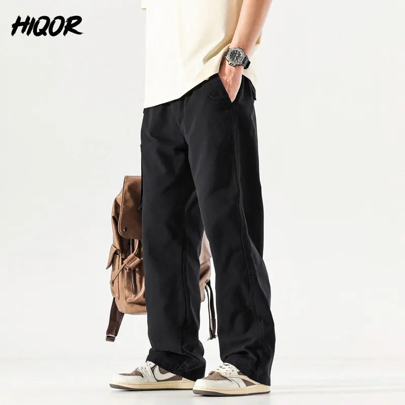 Brand Men's Straight Trousers Casual Wide Leg Streetwear Plus Size