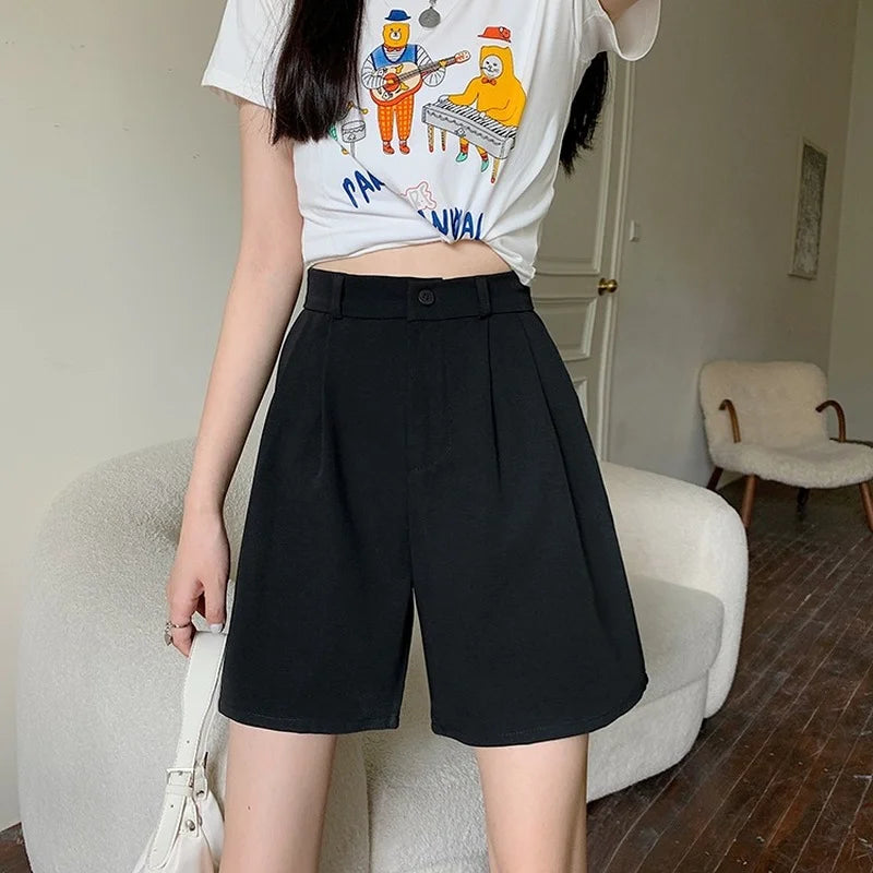 Loose Casual Shorts Women Summer High Waist Style Basic