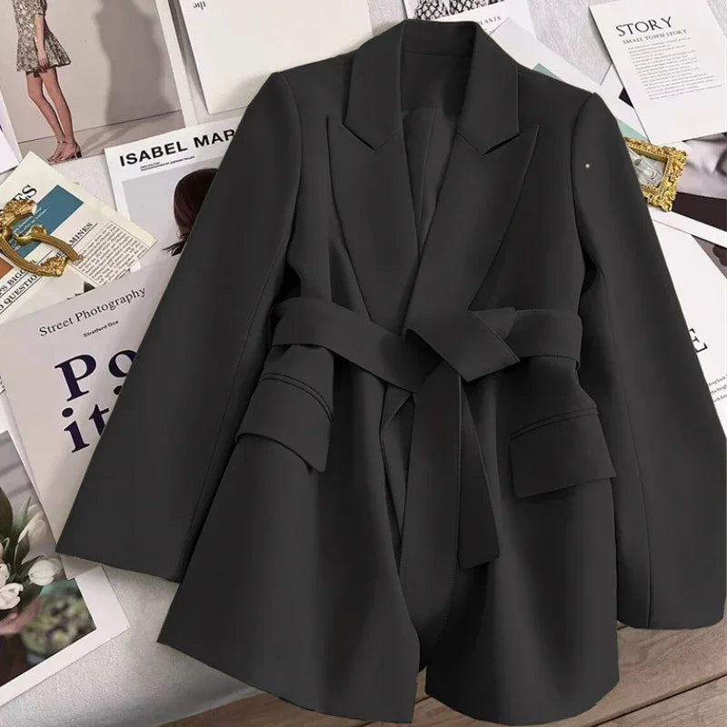 Chic Blazer Women Jacket Clothing Length Long Sleeved Overcoat