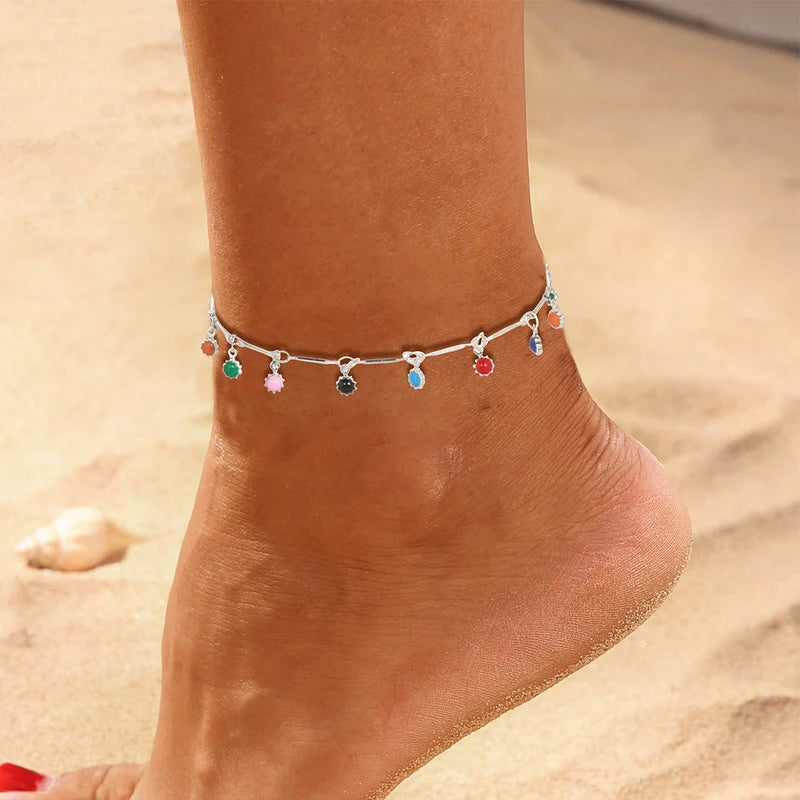 Daisy Flower Anklets for Women Butterfly Heart Zircon  Jewelry