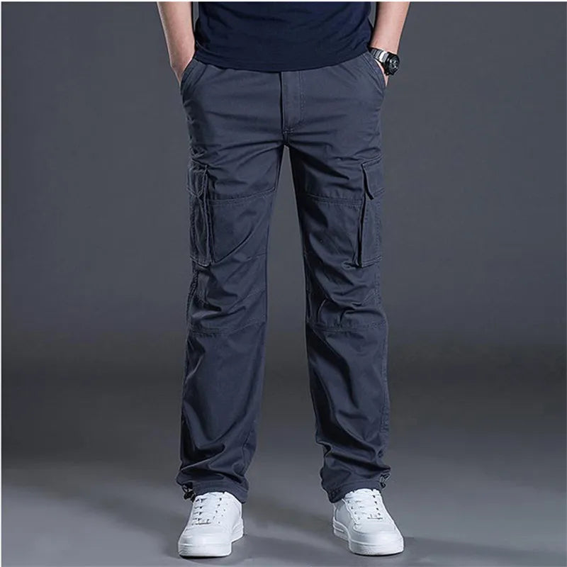 Men's Cargo Pants Cotton Multi Pockets Casual Pants Straight Fashion