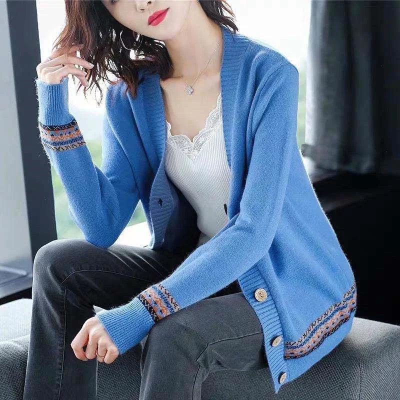 Printed Sweaters Cardigan Causal Slim Knitted Gilet Jackets