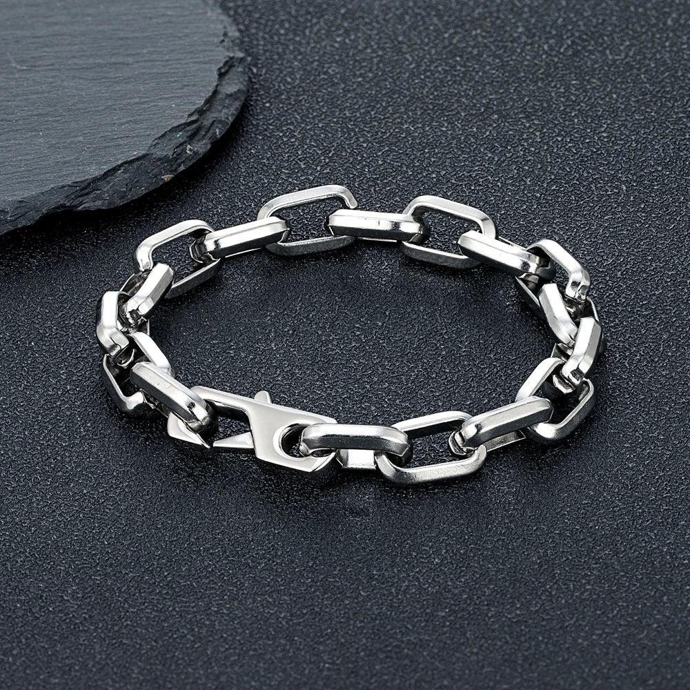 Vintage Black Chain Link Men Bracelet Punk Stainless Steel