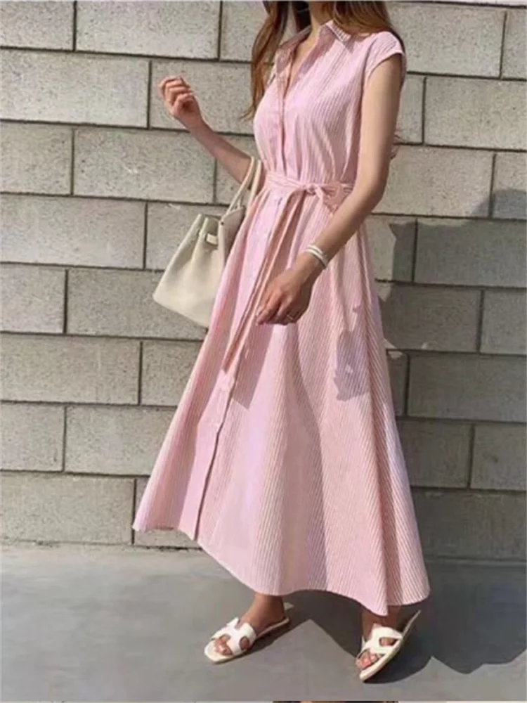 Summer Dress Shirt Dress Vintage Maxi Oversize