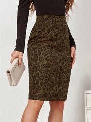 Leopard Print Suede Fabric Official Ladies Wrap Skirt