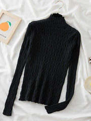 Turtleneck Women Sweaters Pullover Slim Tops Knitted