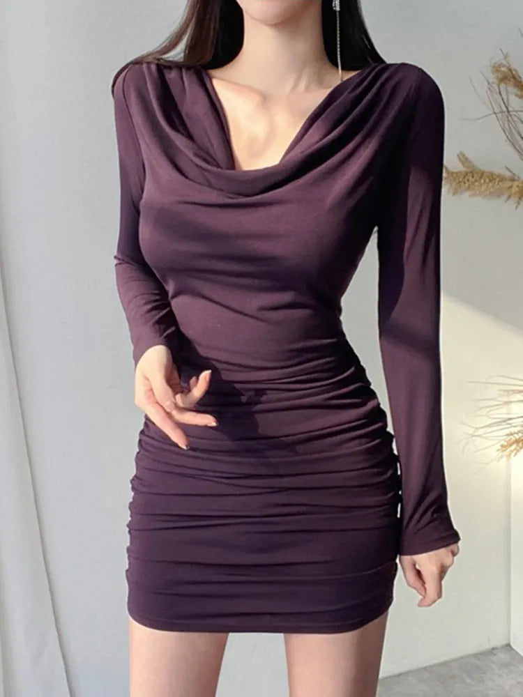 long sleeve bodycon solid mini dress outfits