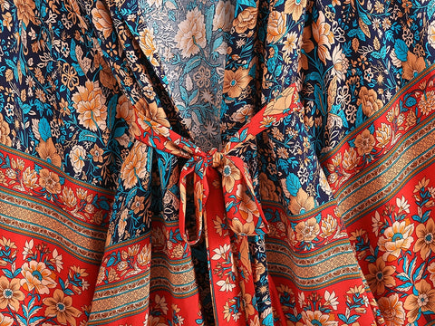 Vintage  Boho Cover Ups Oversize Bohemian Rayon Cotton Kimono
