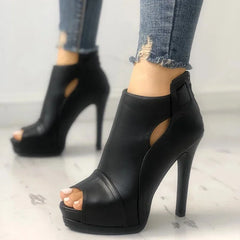 Sandals High Heels Pumps Office Breathable Hollow Out Square Boots