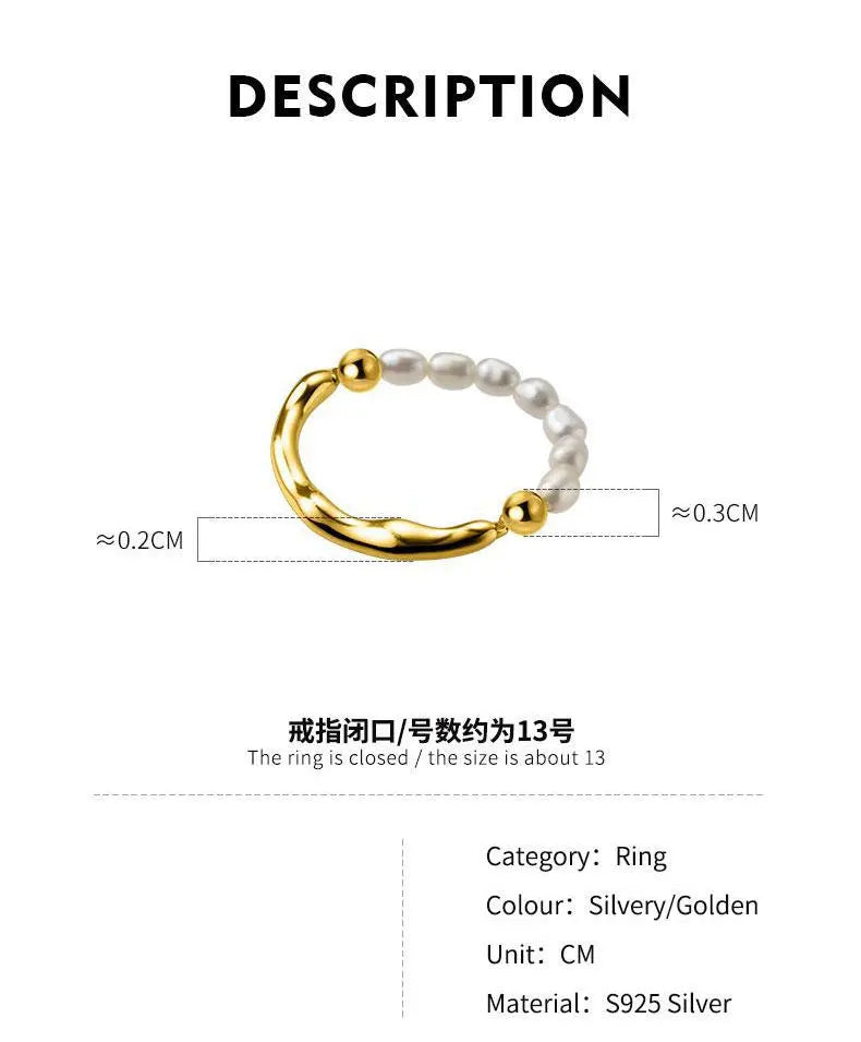 Elastic Pearl Fashion Irregular Wave Women Ring Fine Jewelry