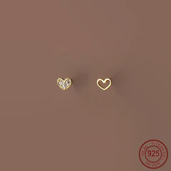 Earrings Silver Ear Piercing Small Hollow Heart