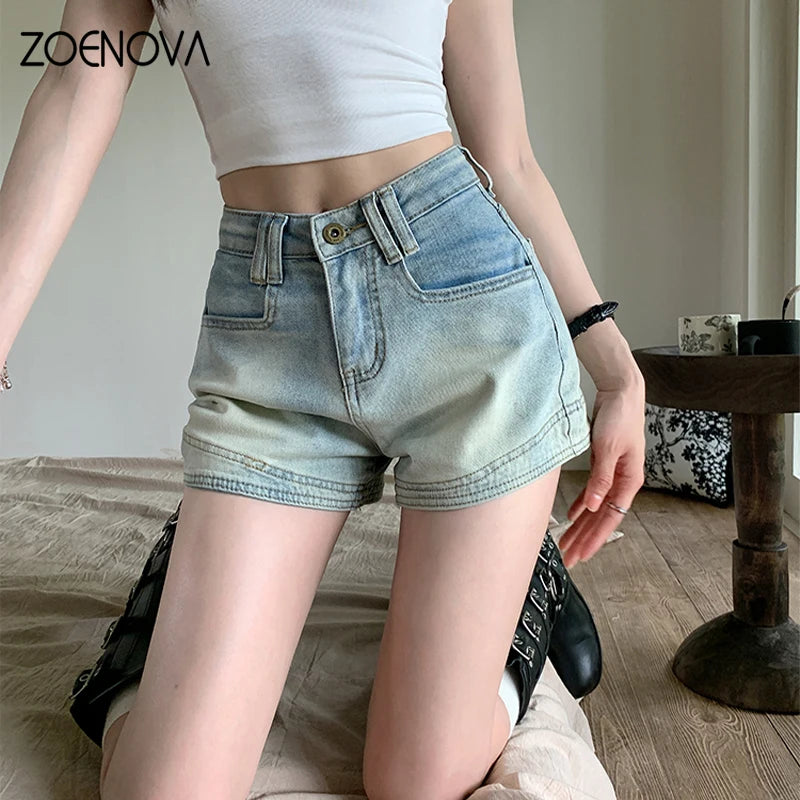 Retro Washed Blue Women's Jeans Summer Fashion