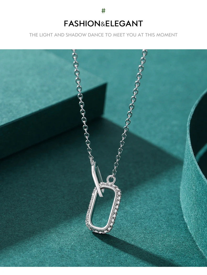 Design Sparkling Clear CZ 95 Sterling Silver Chain Necklace
