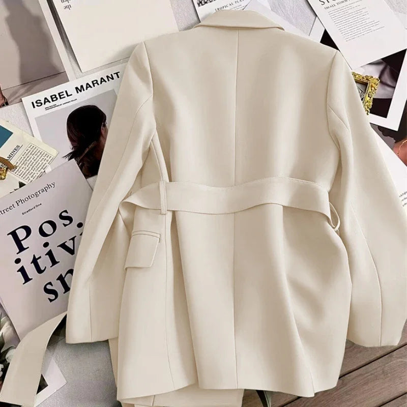 Chic Blazer Women Jacket Clothing Length Long Sleeved Overcoat