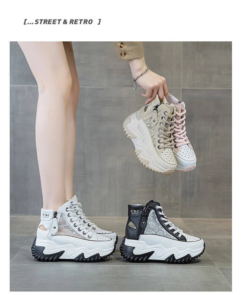 Shoes for Women Bilateral Zipper Platform Sneaker I