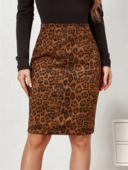 Leopard Print Suede Fabric Official Ladies Wrap Skirt