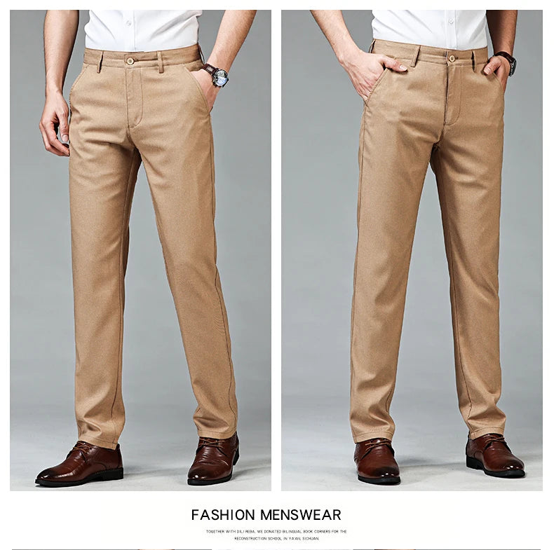 Dress Pants Men Business Office Elastic Trousers