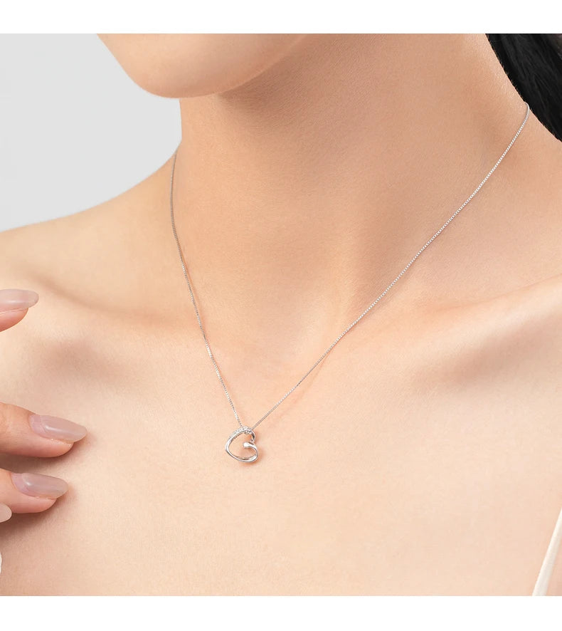 Classic Link Chain Neck For Fine Jewelry Simple Heart Pendant Necklace