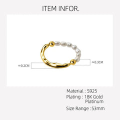 Elastic Pearl Fashion Irregular Wave Women Ring Fine Jewelry