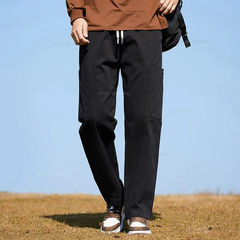 Style Fashion Men's Baggy Khaki Cargo Pants Cotton Outdoor Style