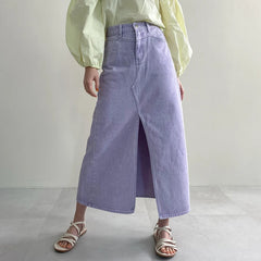 High Waist A-line Vintage Y2K Split Long Denim Skirt