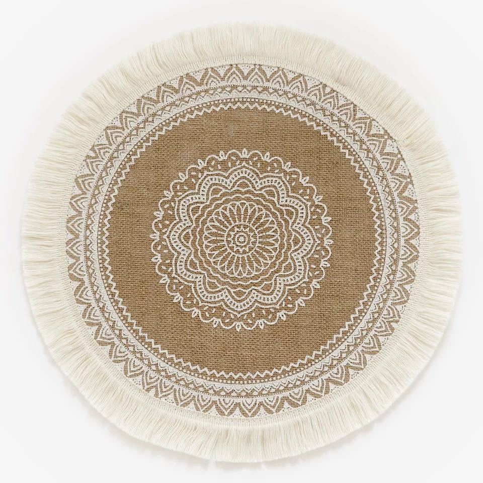 Boho Round Placemat Tassel Place Mat for Table Decors