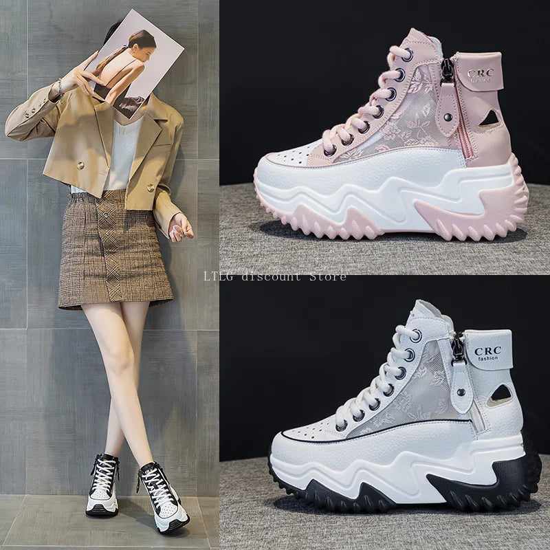 Shoes for Women Bilateral Zipper Platform Sneaker I