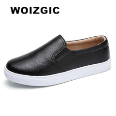 Women Ladies Genuine Leather Shoes Flats Platform Sneakers