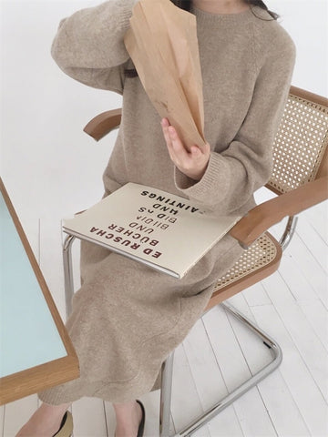 Sweater Dress Long Sleeve Knitted Loose Maxi Oversize