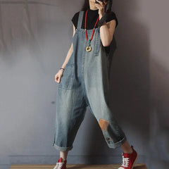 Women's Casual Denim Straps Jumpsuit Loose Oversized