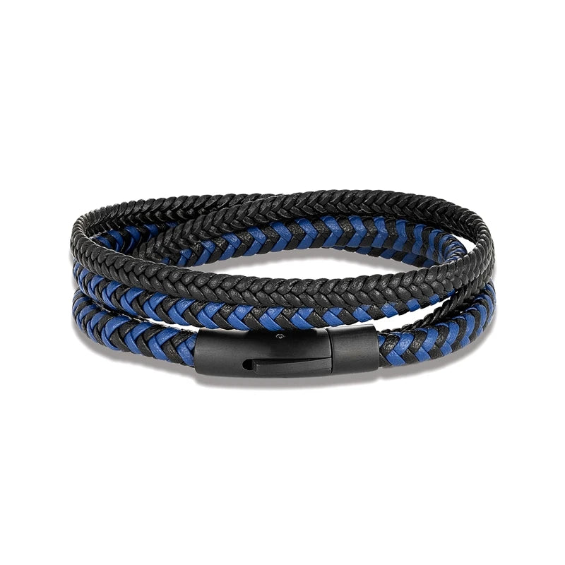 Simple Style Men Double Layer Leather Bracelet