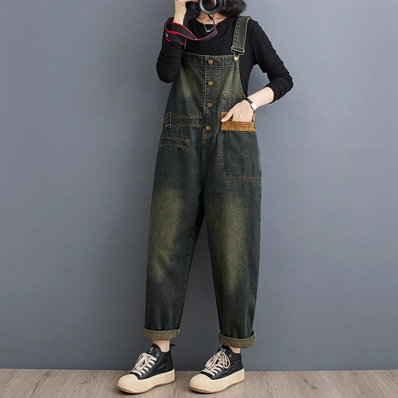 Retro Streetwear Jeans Ladies Jumpsuits and Rompers Vintage