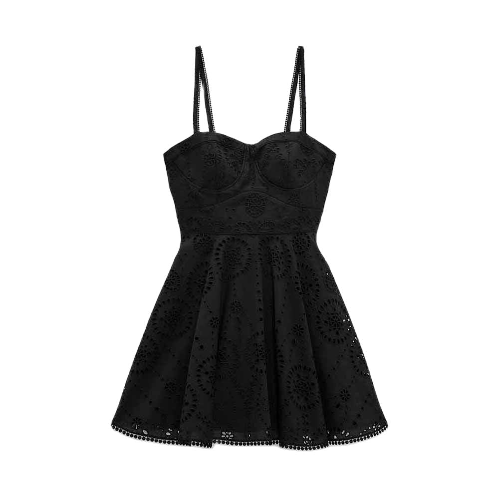 Chic Fashion Hollow Out Embroidery  Mini Dress Vintage Sleeveless