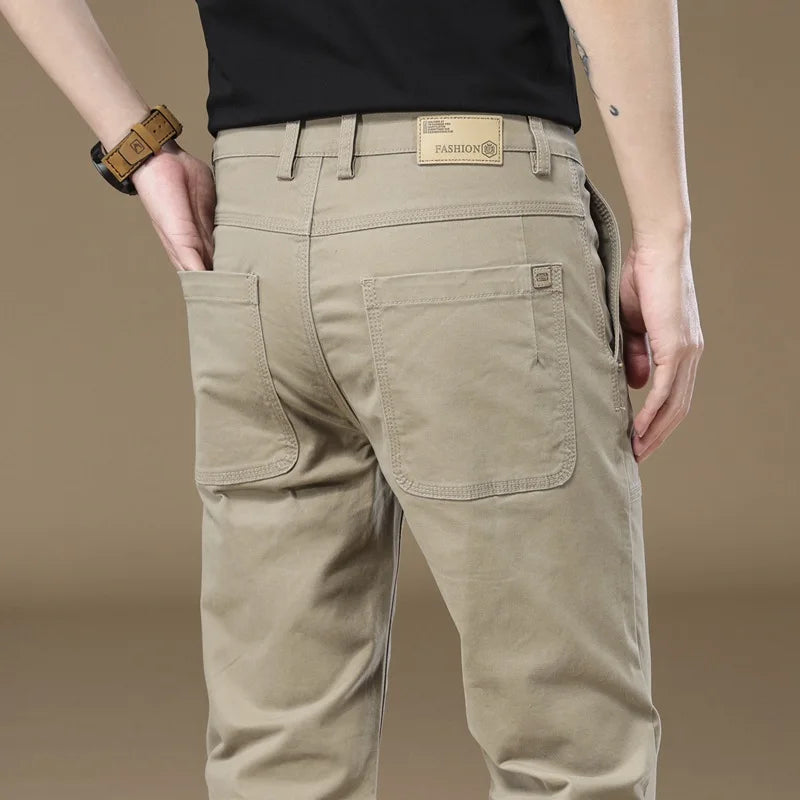 Men's Cargo Work Pants Solid Color Wear Casual Trousers