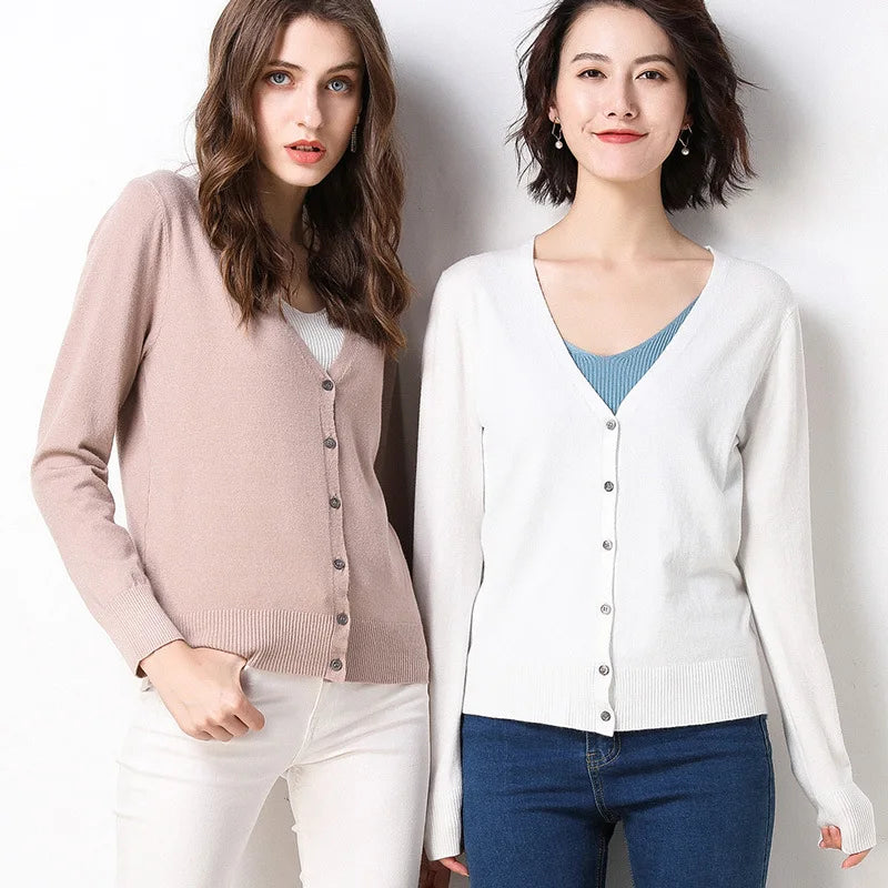 Women Cardigans Single Breasted Solid Knitted Shirt