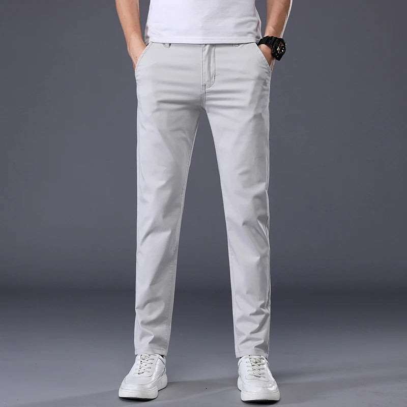 Men's Classic Solid Color Summer Thin Casual Pants Business Fashion