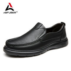 Mesh Breathable Dress Leather Shoes Summer Slip On Loafers